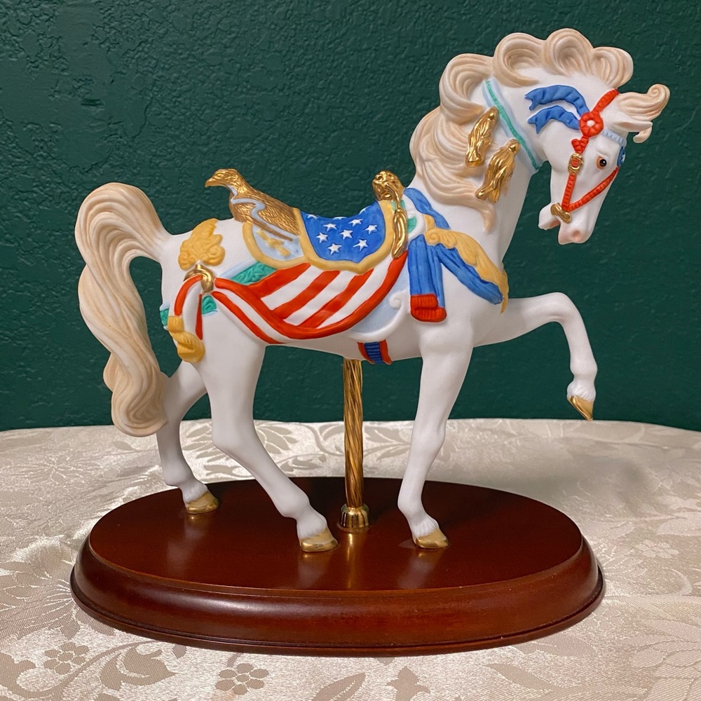 Lenox 1991 Pride of America USA Flag Porcelain Carousel Horse - Picture 1 of 5